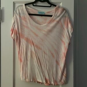Tie dye pink white short sleeve top